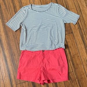 LOFT Sz 14 Monroe Coral Pink Cotton-Blend Women's Shorts and XL Top